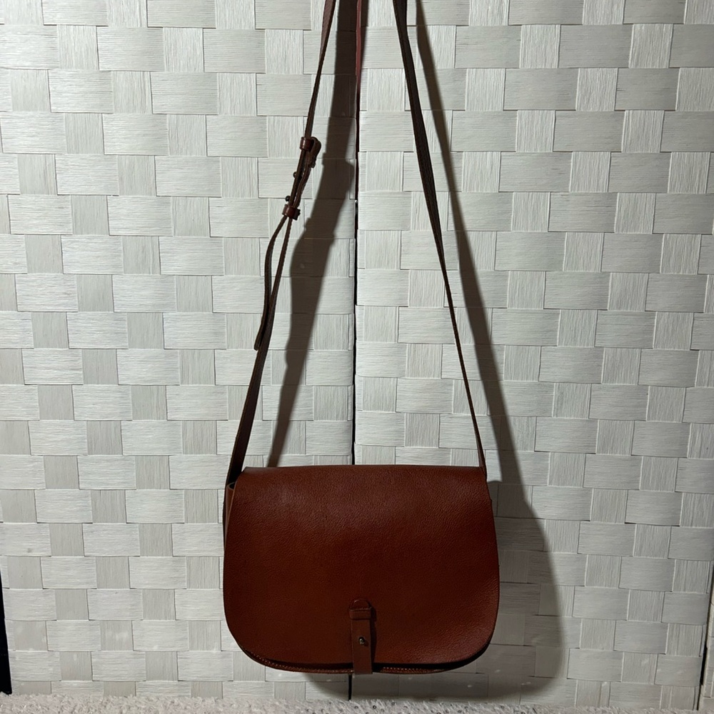 Vintage Lucky Brand Brown Leather Crossbody Saddle Bag - Picture 3 of 12
